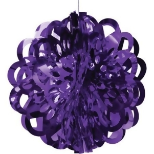 Club Pack of 12 Purple Die Cut Hanging Metallic Foil Ball Party Decorations 16 - All