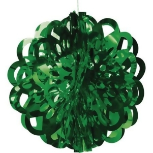 Club Pack of 12 Green Die Cut Hanging Metallic Foil Ball Party Decorations 16 - All