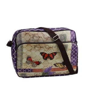 15 Decorative Vintage Style Purple Butterfly Garden Design Crossbody Bag/Purse with Strap - All