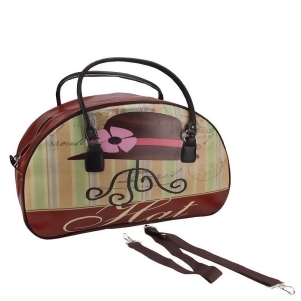 20 Decorative Vintage-Style Hat Theme Travel Bag with Handles and Shoulder Strap - All