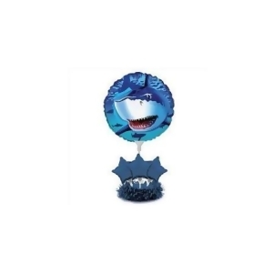 Pack of 4 Shark Splash Blue Round and Star Shaped Foil Party Balloon Centerpiece Kits - All