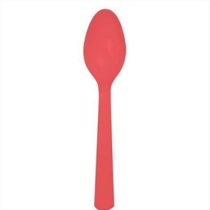 Club Pack of 288 Coral Pink Red Premium Heavy-Duty Plastic Party Spoons - All