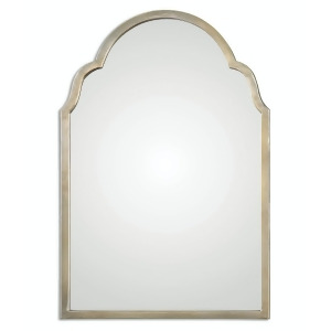 Petite Bridgette Hand Forged Metal Arch Wall Mirror with Silver Champagne Frame - All