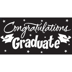 Pack of 6 Black Velvet and White Gigantic Congratulations Graduate Giant Party Banners 10' - All