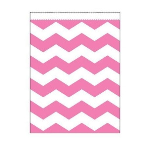 Club Pack of 120 Candy Pink and White Chevron Striped Large Decorative Paper Party Treat Bags 8.75 - All