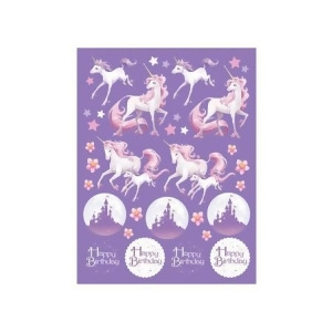 Club Pack of 48 Unicorn Fantasy Pastel Purple and Classic Pink Birthday Party Decorative Value Sticker Sheets - All