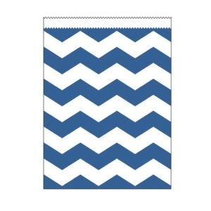 Club Pack of 120 True Blue and White Chevron Striped Large Decorative Paper Party Treat Bags 8.75 - All