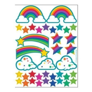 Club Pack of 48 Multi-Colored Glitter Rainbows and Stars Party Decorative Value Sticker Sheets - All