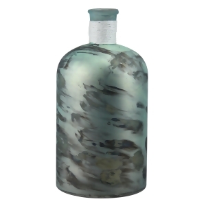 10 Seaside Treasures Handcrafted Marbled Seafoam Green and Black Glass Vase - All