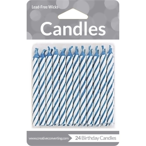 Club Pack of 576 Eco-Friendly Blue and White Candy Stripe Spiral Decorative Birthday Party Candles 2.5 - All