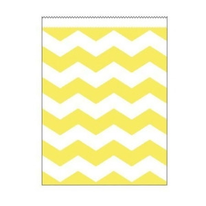 Club Pack of 120 Mimosa Yellow and White Chevron Striped Large Decorative Paper Party Treat Bags 8.75 - All