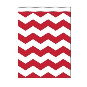 Club Pack of 120 Classic Red and White Chevron Striped Large Decorative Paper Party Treat Bags 8.75 - All