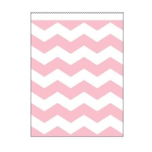 Club Pack of 120 Classic Pink and White Chevron Striped Large Decorative Paper Party Treat Bags 8.75 - All