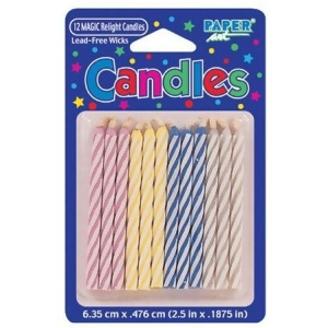 Club Pack of 288 Eco-Friendly Multi-Colored and White Candy Stripe Spiral Decorative Birthday Party Candles 2.5 - All