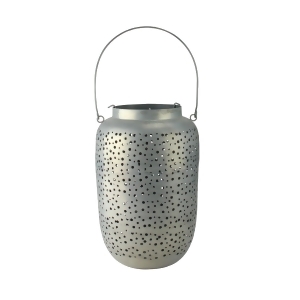 14.5 Botanic Beauty Gray Zinc Cut-Out Candle Holder Lantern - All