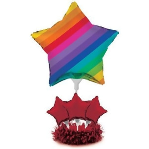 Pack of 4 Multi-Colored Rainbow and Red Star Foil Party Balloon Centerpiece Kits - All