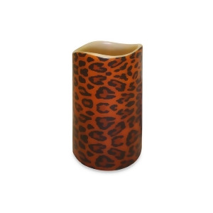 6.75 Leopard Print Battery Operated Flameless Led Lighted Flickering Wax Pillar Candle with Remote - All