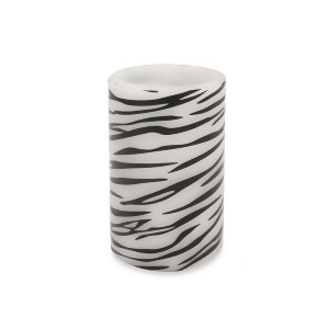6.75 Zebra Print Battery Operated Flameless Led Lighted Flickering Wax Pillar Candle with Remote - All