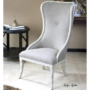 47.5 Distressed White Poplar Linen Wing Chair - All