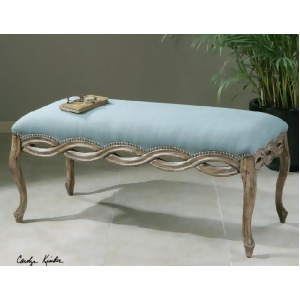 46 Sky Blue Scalloped Edge Decorative Wooden Bench - All