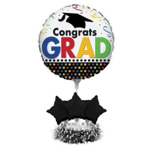 Pack of 4 Multi-Colored Dots and Black Star Foil Graduation Party Balloon Centerpiece Kits 9 - All