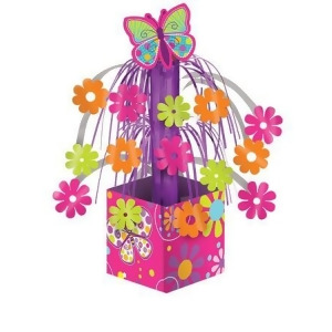 Pack of 6 Butterfly Sparkle Purple and Hot Magenta Pink Flowers Mini Cascade Party Centerpieces 19.75 - All