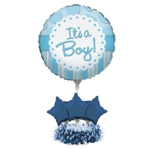 Pack of 4 It's A Boy Blue Star Foil Party Balloon Centerpiece Kits 9 - All