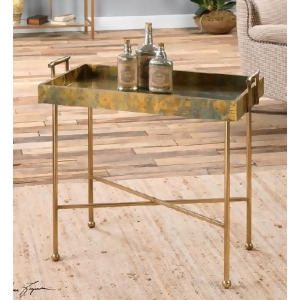 29.5 Oxidized Copper w/ Burnished Gold Decorative Tray Table - All