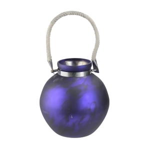Seaside Treasures Indigo and Black Marbled Glass Hurricane with Rope Handle 14.5 - All