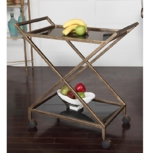 32 Classic Gold Metal and Black Glass Decorative Serving Cart - All