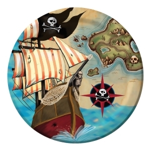 Club Pack of 96 Pirate's Map Disposable Paper Lunch Plates 7 - All