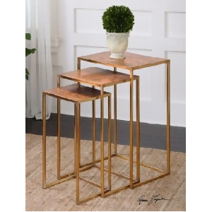 Set of 3 Oxidized Copper Decorative Nesting Tables 27 - All