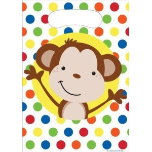 Club Pack of 96 Fun Monkey Multi-Colored Polka Dot Plastic Party Loot Bags 12 - All