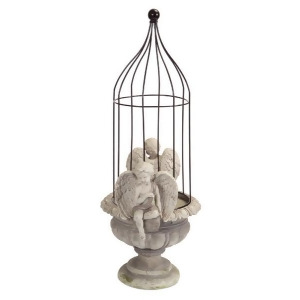 Set of 2 Urn Bird Cage with Two Sitting Angels 23 - All