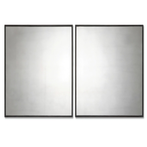 Set of 2 Matteo Square Antique Finish Wall Mirrors with Aged Black Metal Frames - All