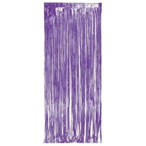 Pack of 6 Purple Fringe Hanging Foil Door Curtain Party Decorations 8' x 3' - All