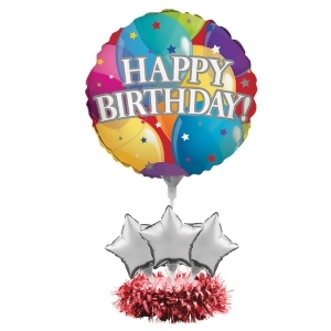 Pack of 4 Happy Birthday Multi-Colored Star Foil Party Balloon Centerpiece Kits 9 - All