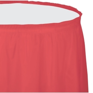 Pack of 6 Coral Pleated Disposable Plastic Picnic Party Table Skirts 14' - All