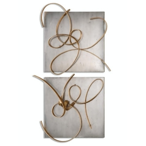 Set of 2 Unity Abstract Style Hand Forged Metal Wall Sculpture Plaques 24 - All
