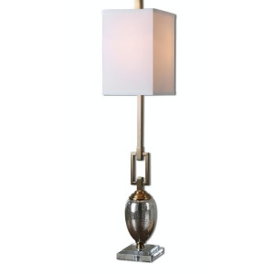 Cooper Speckled Mercury Glass Table Lamp with White Linen Square Hardback Shade - All
