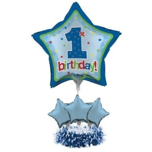 Pack of 4 1st Birthday Blue Star Foil Party Balloon Centerpiece Kits 9 - All