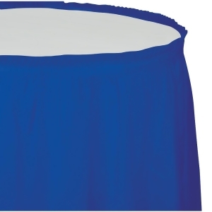 Pack of 6 Cobalt Blue Pleated Disposable Plastic Picnic Party Table Skirts 14' - All