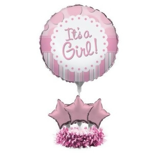 Pack of 4 It's A Girl Pink Star Foil Party Balloon Centerpiece Kits 9 - All