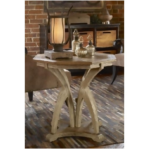 28 Octagonal Golden Mango Wood and Aged White Carved Mindi Wood Deccorative Accent Table - All