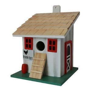 8 Fully Functional White and Red Farmstead Corral Junior Outdoor Garden Birdhouse - All