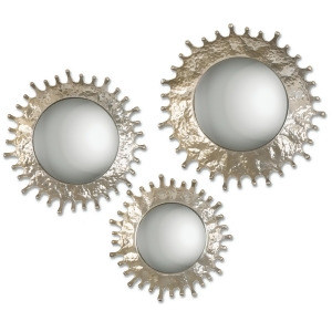 Set of 3 Make a Splash Round Convex Mirrors with Plated Silver Champagne Frames - All