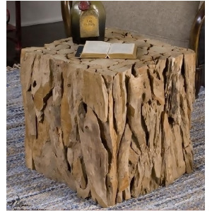 18.5 Eco-Friendly Natural Teak Root Bunching Cube Accent Table - All