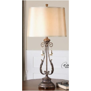 35 Distressed Oil Rubbed Bronze w/ Crystal Pendants Decorative Table Lamp - All