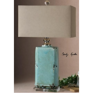 30 Distressed Turquoise Blue Crackle Decorative Glazed Ceramic Table Lamp - All