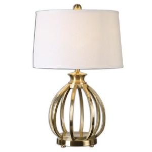 28 Brushed Brass Curved Metal Orb Decorative Table Lamp - All